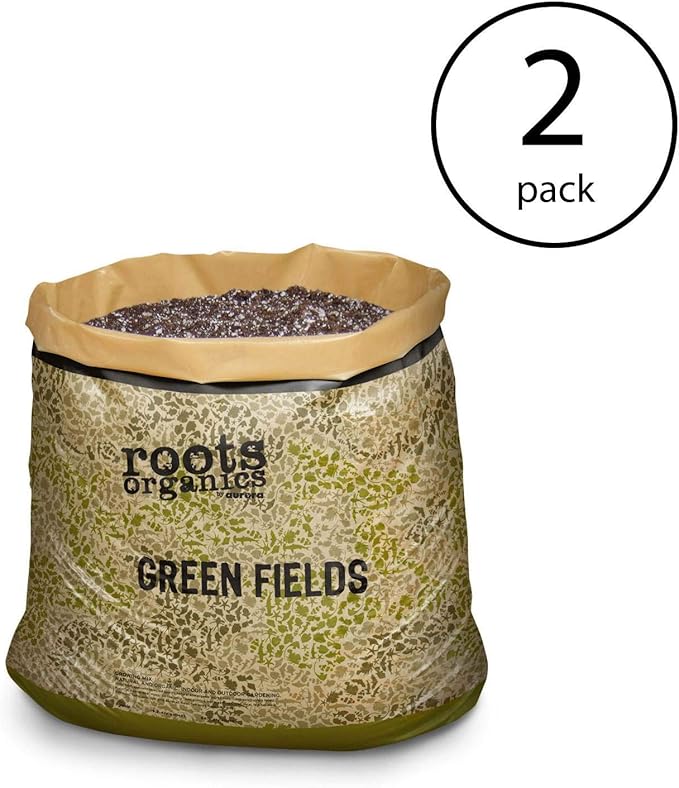 Roots Organics ROGF Green Fields Hydroponic Nutrient-Based Gardening Potting Soil for Plants, Flowers, and Outdoor Gardens, 1.5 Cu Ft (2 Pack)