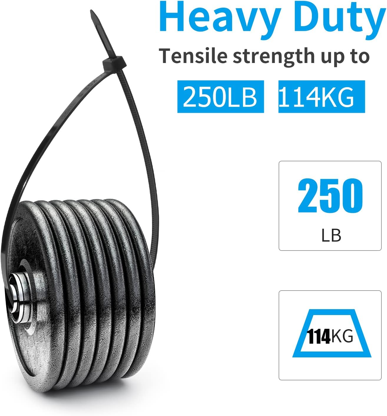 XINGO 60 inch Blcak Zip Ties Heavy Duty 20 PCS, 250 lbs Ultra Strong Plastic Wire Ties, Large Cable Ties Extra Long Tie Wraps, Indoor and Outdoor UV Resistant