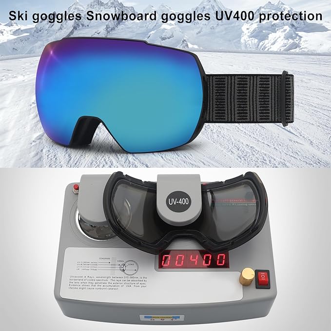 OULAIQI OTG Ski Goggles UV400 Anti-Fog Snowboard Glasses for Men Women Youth- Perfect for Skiing, Snowboarding,Winter Sports