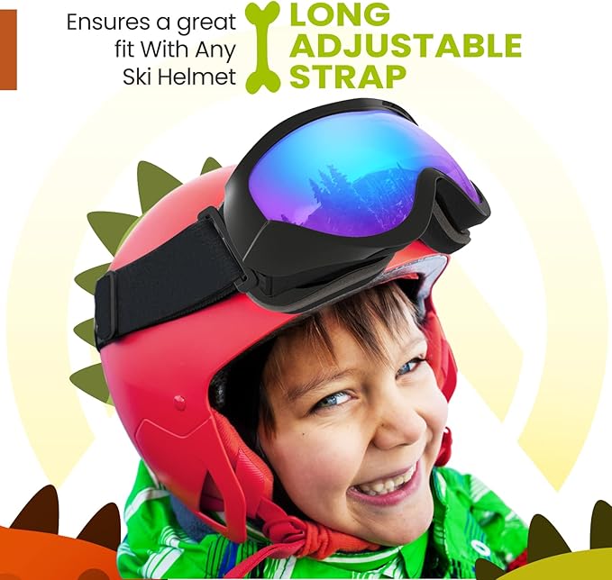 OutdoorMaster Kids Ski Goggles - Helmet Compatible Snow Goggles for Boys & Girls with 100% UV Protection
