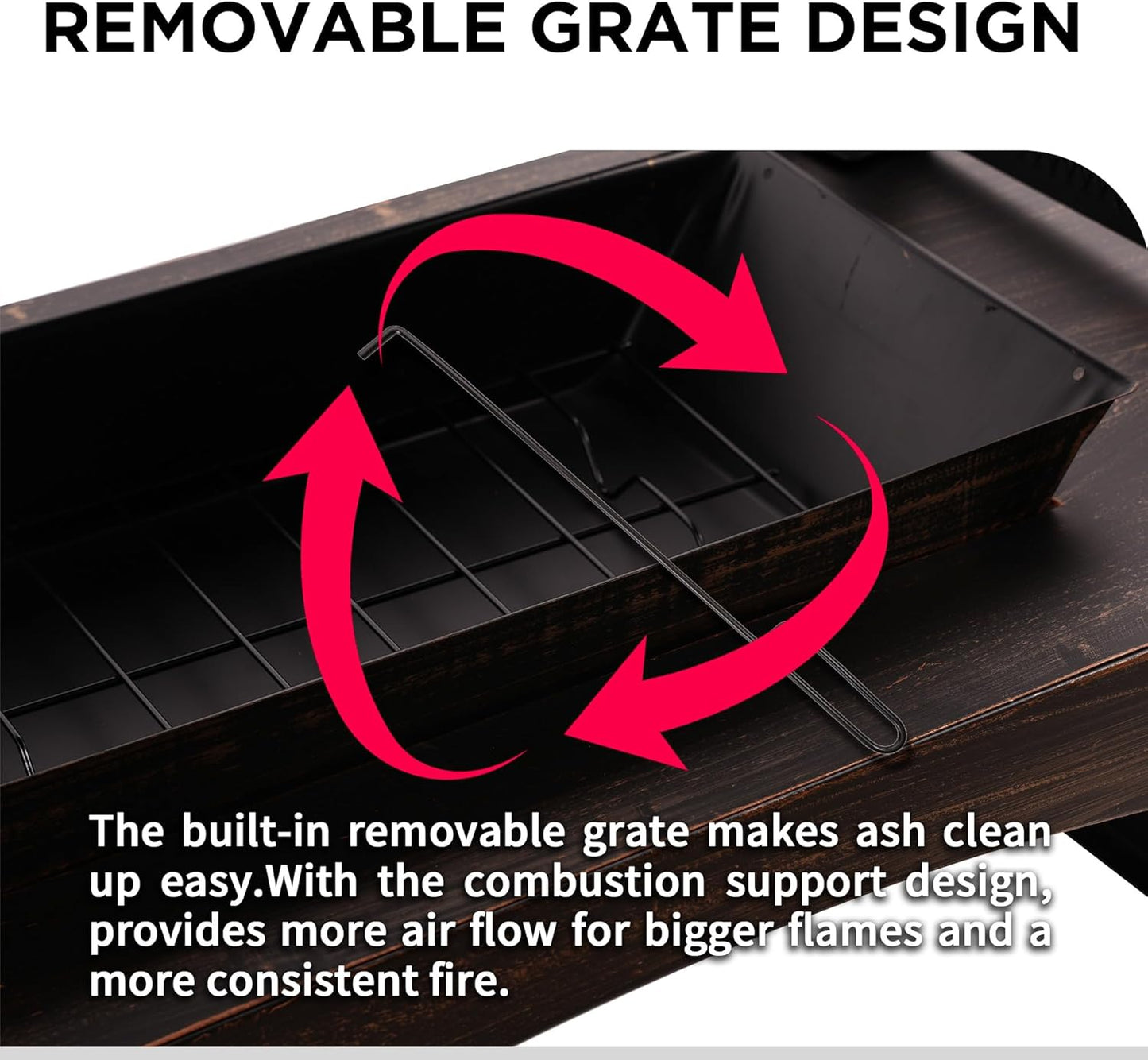 Bestier 37" Fire Pits, Wood Burning Fireplace for Outside Rectangular Chiminea Outdoor Firepits with Poker, Wood Storage, Rain Cover and Removable Fire Grill for Patio, Garden, Backyard, Camping