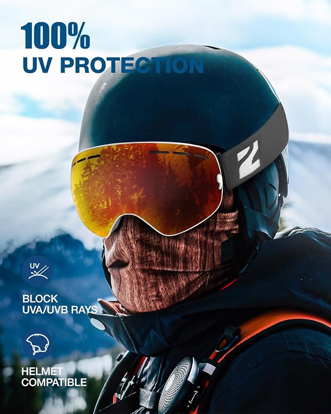 ZIONOR X Ski Goggles - OTG Snowboard Goggles Detachable Lens for Men Women Adult