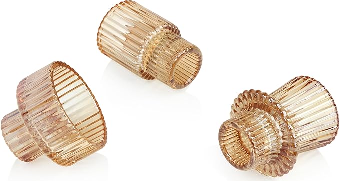 Vixdonos Taper Glass Candlestick Holders Tealight Candle Holders for Table Centerpieces, Wedding Decor and Dinner Party (6 Pcs, Gold)