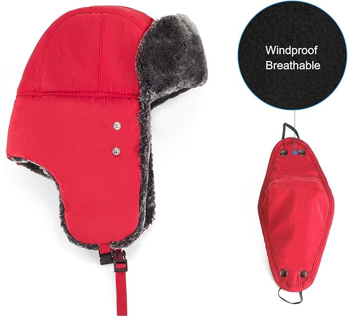 mysuntown Winter Hats for Women Men Trapper Ushanka Hat with Ear Flaps Warm Russian Bomber Hats for Cold Weather