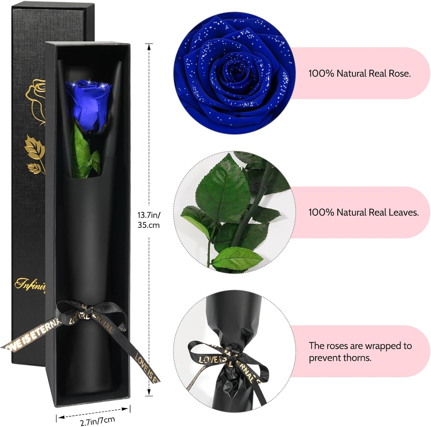 Yamonic Preserved Flower Rose Birthday Gifts for Women, Mothers Day Rose Flowers Gifts for Mom, Real Flower for Women, Grandma, Wife, Girlfriend Gifts for Christmas, Valentine's Day