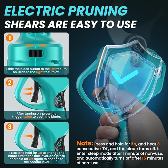 Electric Pruning Shears Cordless Pruner Shears Brushless 2.6 Inch Opening size Compatible with Makita batteries with 2 * 2Ah Battery Pruning Shears Garden Tool for Tree Trimming. Branch Cutter