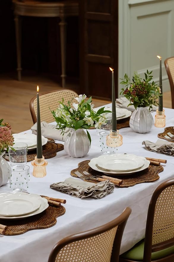 Vixdonos Glass Candlestick Holders Tealight Candle Holders for Table Centerpieces, Wedding Decor and Dinner Party (6 Pcs, Yellow)