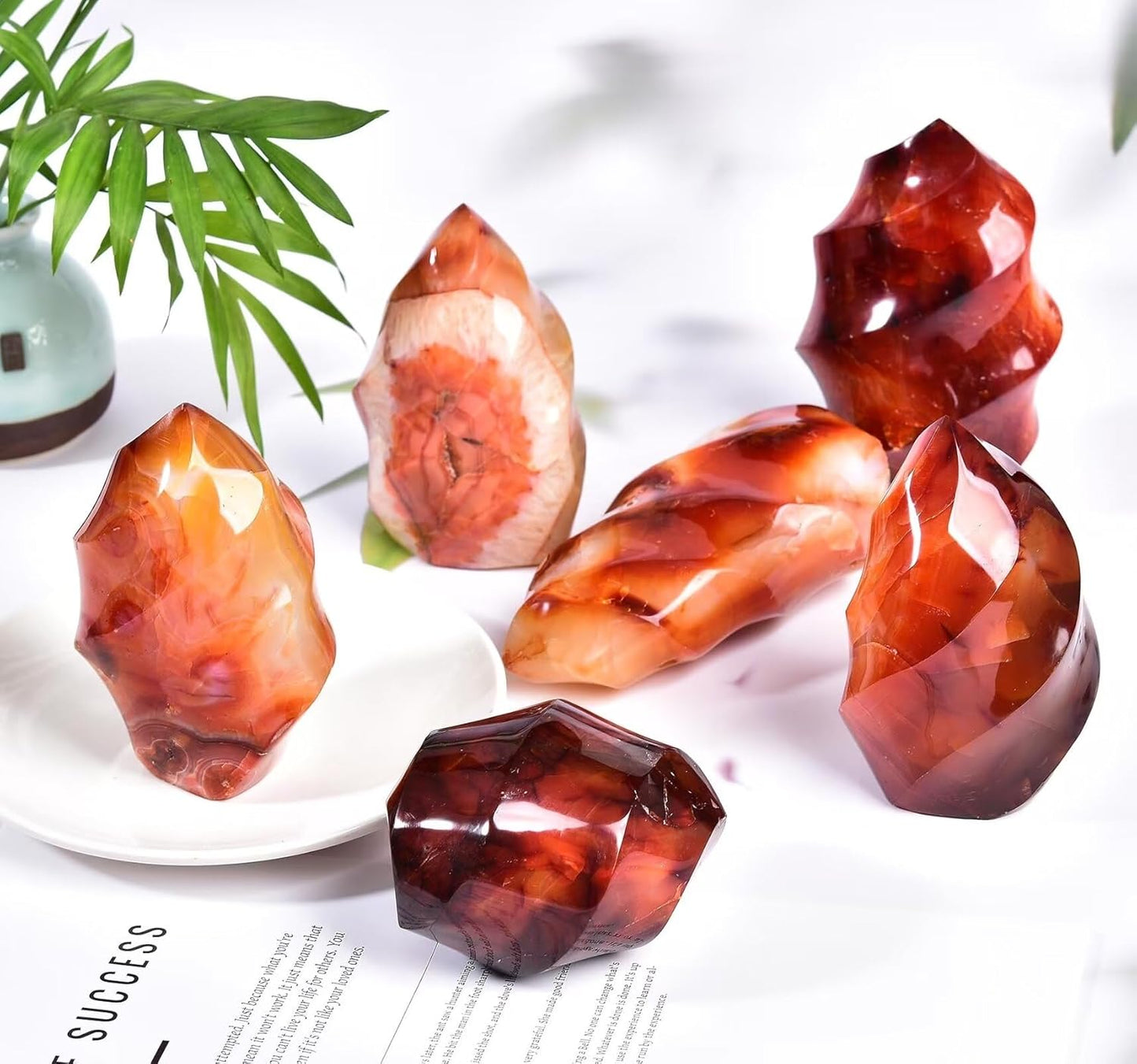 Red Agate Flame Shaped Stone Towers Obelisk Natural Healing Crystal Quartz Reiki Energy Decoration Home Office 1.5-2.2LBS