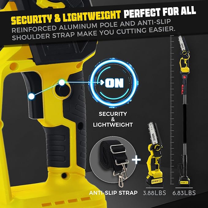 2-in-1 Electric Pole Saw for Tree Trimming,1200W Brushless Cordless Pole Saw & 6 Inch Mini Chainsaw with 2 x 4.0Ah 21V Batteries,16 FT Max Reach & Multi-Angle, Tree Trimmer for Branch Cutting.