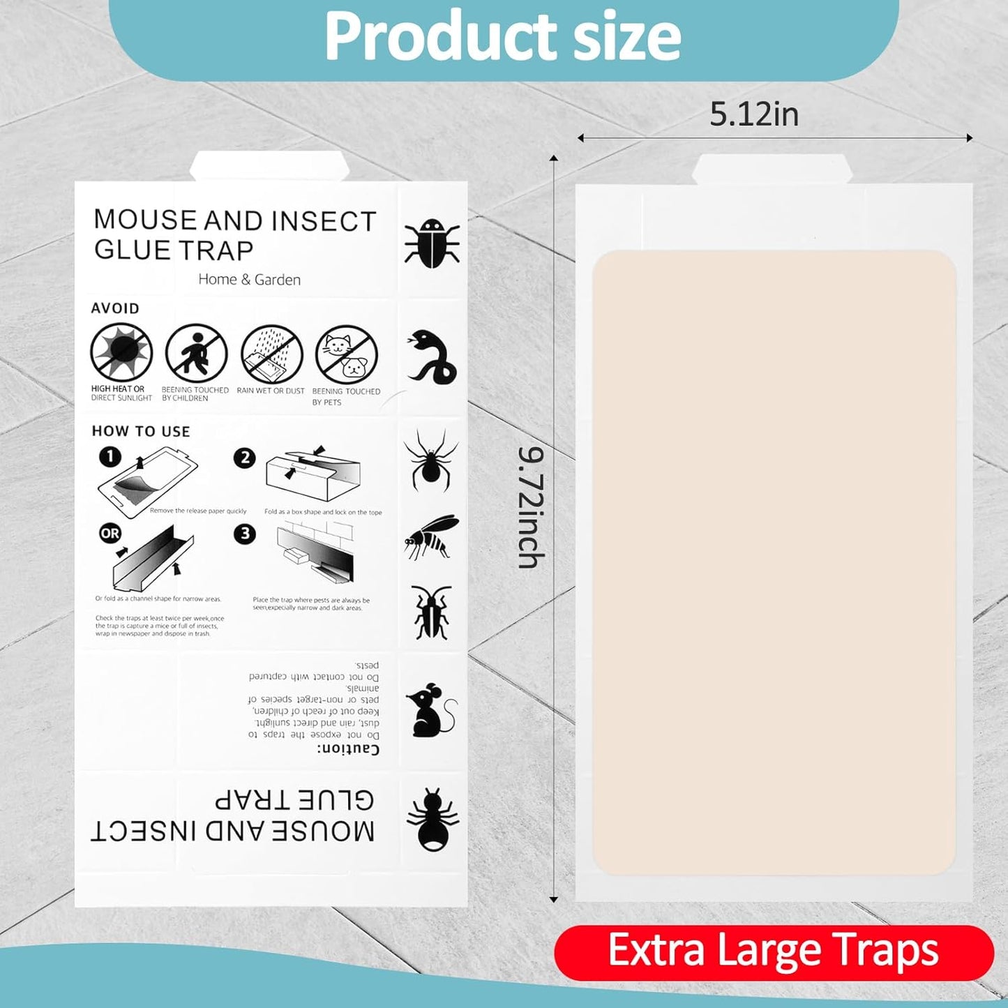 Qualirey Mouse and Insect Glue Boards Pest Glue Traps Bulk Large Mouse Rat Trap Sticky Adhesive for Mice Spider Moth Cockroaches Cricket House Indoor Outdoor Non Toxic(200 Pcs,9.72 x 5.12 Inch)