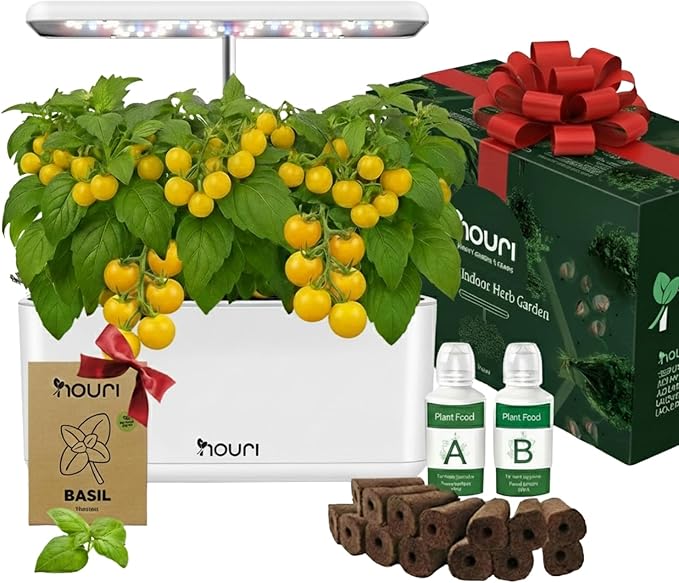 Nouri 7 Pod Smart Garden for Home Cooks with Heirloom Tomato | Hydroponics Growing System Kit | LED Grow Lights | Indoor Gardening System | Herb Garden Planter Indoor Kit | Gifts for Women & Men