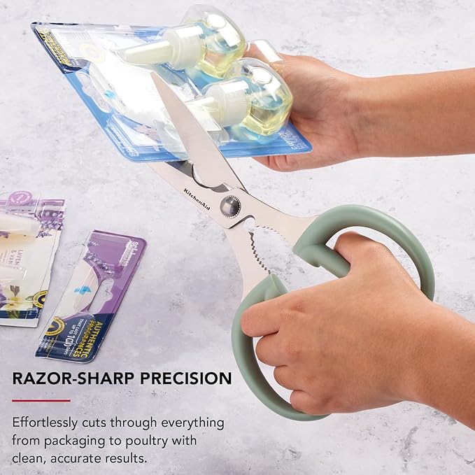 KitchenAid 2-Piece Multipurpose Shear Set, Versatile Scissors with Nutcracker, Bottle Opener, Ergonomic Handles with Protective Blade Covers