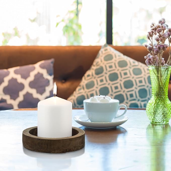 Stonebriar 3 Pack Tall 3 x 4 Inch 35 Hour Long Burning Unscented White Wax Pillar Candles