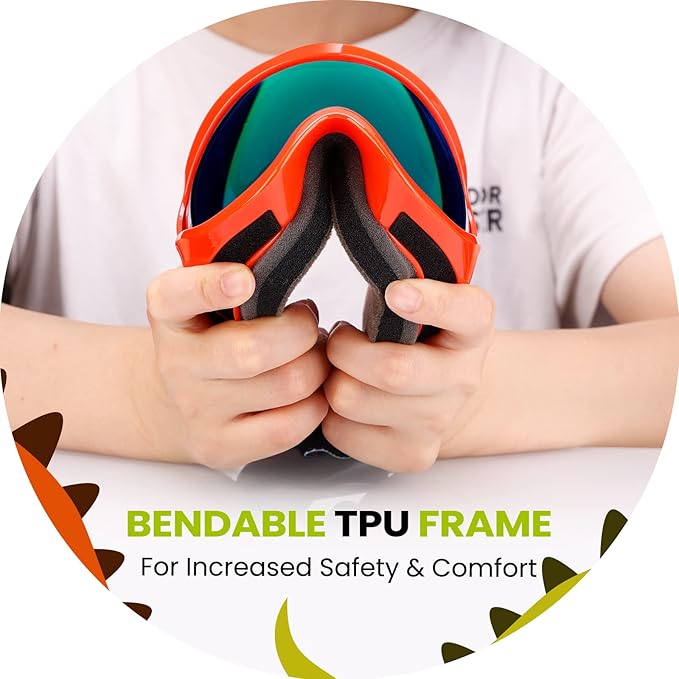 OutdoorMaster Kids Ski Goggles - Helmet Compatible Snow Goggles for Boys & Girls with 100% UV Protection