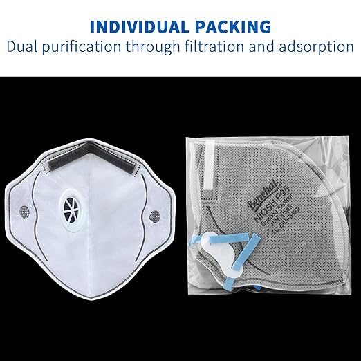 NIOSH-APPROVED P95 Face Masks 10 Pack, Carbon Layer For Odor Reduction, Features Exhalation Valve, Advanced Filter Media For Easy Breathing, Comfortable