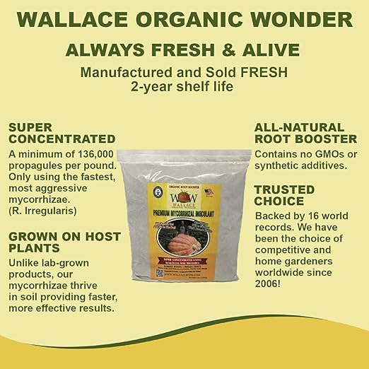 Wallace Organic Wonder Mycorrhizal Inoculant (5 lbs) - Mycorrhizal Fungi - Super Concentrated - Fresh Mycorrhizae for Plants, Garden Soil, & Potting Soil - Organic Root Stimulator for Plant Growth