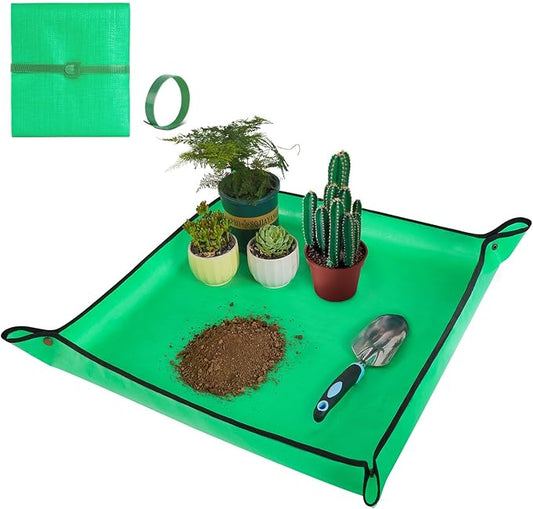 Repotting Mat for Indoor Plant Transplanting and Mess Control 27"x 27" Thickened Waterproof Potting Tray Foldable Succulent Potting Mat Portable Gardening Mat Garden Gifts for Women & Men