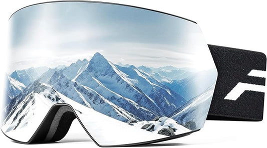 Ski Goggles for Men Women,Frameless UV Protection OTG Anti-fog Snowboard Snow Skating Goggles