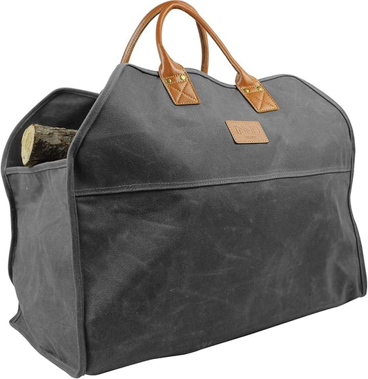 INNO STAGE Waxed Canvas Firewood Log Carrier, Extra Large Storage Tote Bag for Camping, BBQ Barbecue