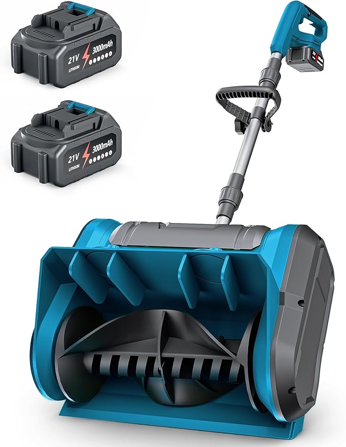 DEGGE Electric Cordless Snow Shovel, 2X 3.0Ah/ 21V/ 12-Inch Battery Snow Blower with Directional Plate & Adjustable Front Handle, Snow Removal for Driveway Sidewalk, Steps, Patio (Charger Included)