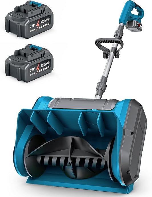 DEGGE Electric Cordless Snow Shovel, 2X 3.0Ah/ 21V/ 12-Inch Battery Snow Blower with Directional Plate & Adjustable Front Handle, Snow Removal for Driveway Sidewalk, Steps, Patio (Charger Included)