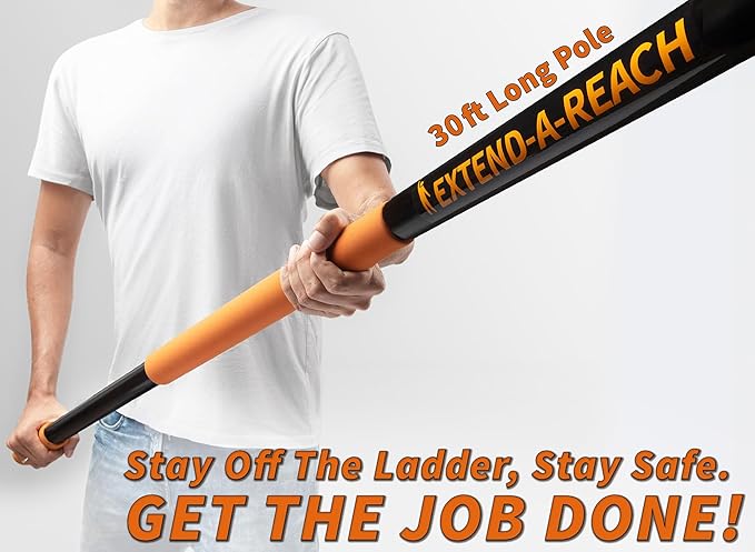 30 ft Window Washing Kit with Extension Pole (36+ Foot Reach) // Window Cleaning Tool & Window Washer Squeegee with Telescopic Extension Pole // Best Indoor Outdoor Window Washing Equipment