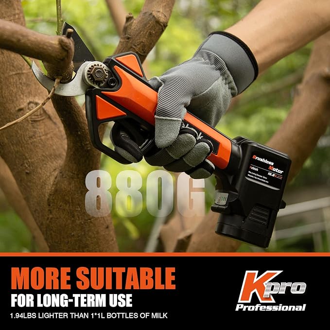 Electric Pruning Shear, Kebtek Cordless Electric Pruner Heavy Duty Electric Branch Cutter Brushless Motor with 2PCS 2500mAh 8-10H Working Time, 30mm (1.18 Inch) Cutting Diameter (KT930) Smooth-CUT