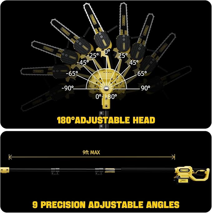 Electric 2-in-1 Cordless Pole Saw & 6" Chainsaw, Brushless Pruning Saw with 3.0Ah Battery, 15-Foot Reach Extendable Tree Trimmer for High Branch Pruning & Limb Cutting