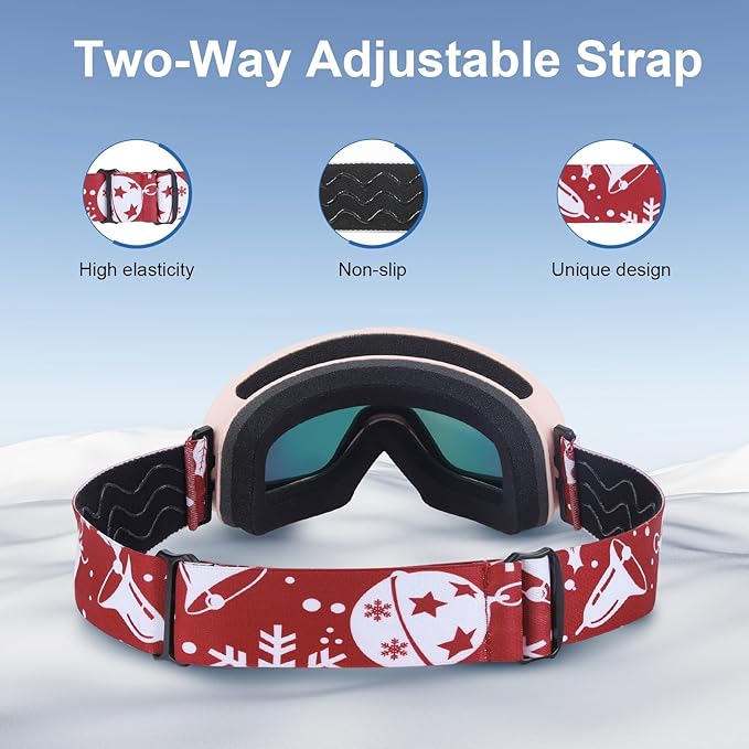 OTG Kids Ski Goggles Kids Snowboard Goggles for Boys Girls Toddler Youth Kid Snow Goggles Anti-Fog UV400 Protection