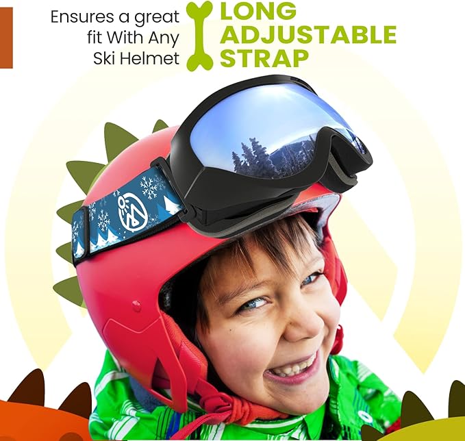 OutdoorMaster Kids Ski Goggles - Helmet Compatible Snow Goggles for Boys & Girls with 100% UV Protection