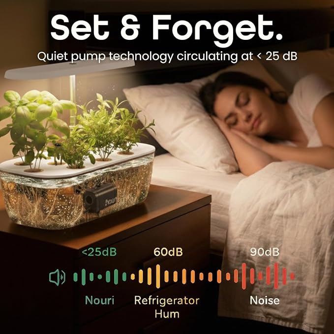 Nouri 12 Pod Smart Garden for Home Cooks with Heirloom Salad | Hydroponics Growing System Kit | LED Grow Lights | Indoor Gardening System | Herb Garden Planter Indoor Kit | Gifts for Women & Men
