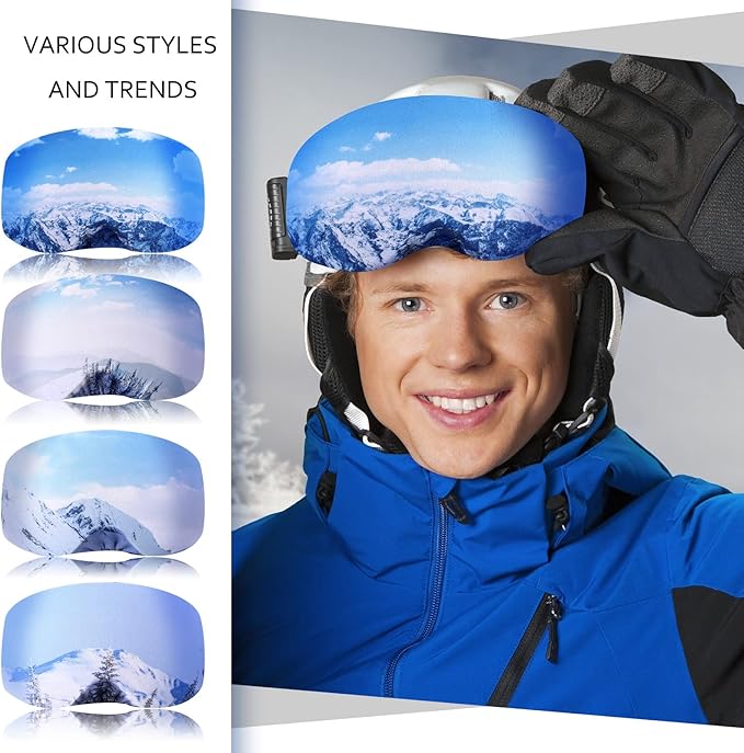 Civaner 4 Pieces Ski Snowboard Goggle Cover Sleeve Goggle Cover Microfiber Protective Lens Scratch Dust Protection for Travel