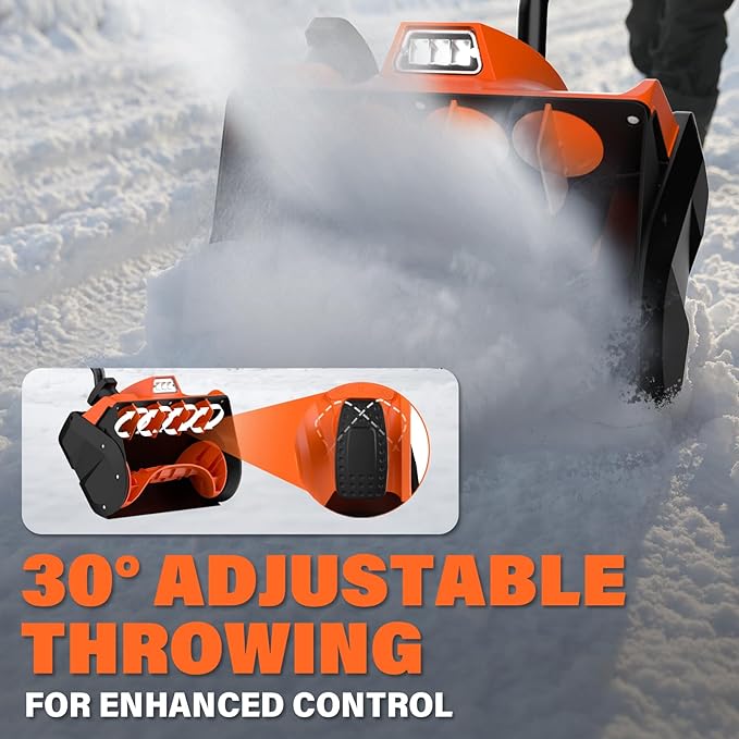 MAXLANDER Electric Snow Shovel Cordless, 20V 12-Inch Cordless Snow Blower, Battery Snow Shovel with Directional Plate & LED Lights (4.0Ah Battery, Quick Charger & Cover Included)