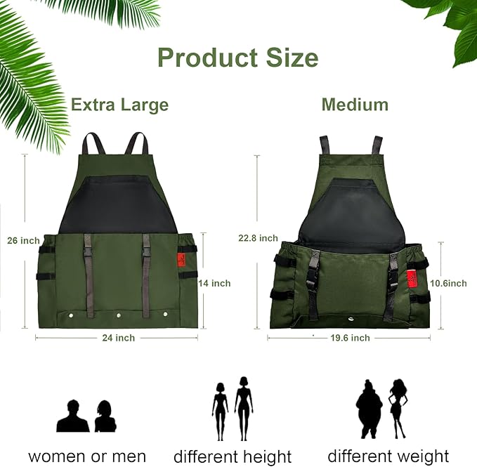 Gardening Apron Waterproof Cross Back Apron, Extra 600D Heavy Duty Apron Harvest and Large Quick Release Pockets