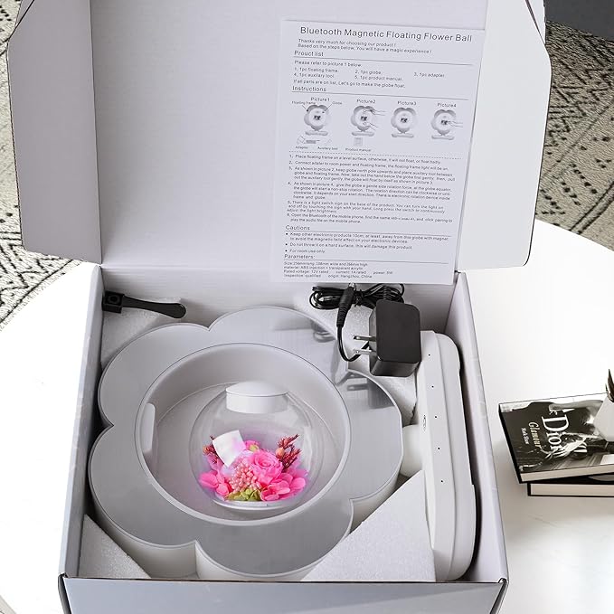 LoveLin Floral Preserved Rose Flowers with Bluetooth Speakers, 5W Magnetic Levitation Table Lamp with Variable Color LED Light, Unique Forever Flower Gift for Women, Girls, Mother and Grandma