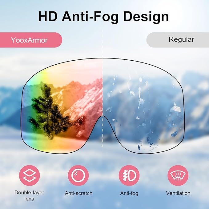 OTG Kids Ski Goggles Kids Snowboard Goggles for Boys Girls Toddler Youth Kid Snow Goggles Anti-Fog UV400 Protection