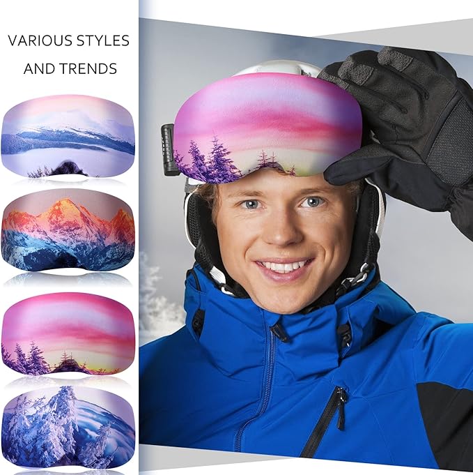 Civaner 4 Pieces Ski Snowboard Goggle Cover Sleeve Goggle Cover Microfiber Protective Lens Scratch Dust Protection for Travel