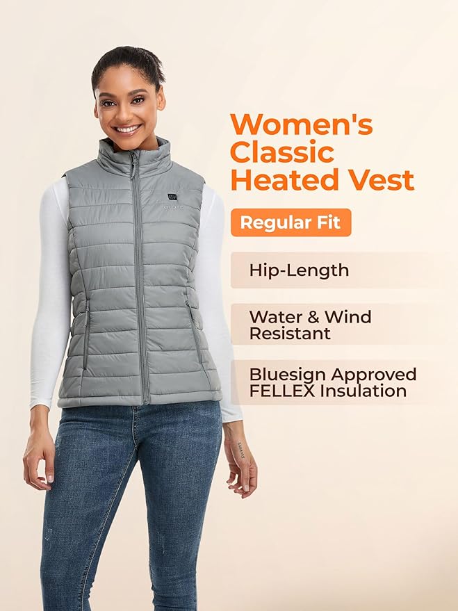 ORORO Women's Lightweight Heated Vest with USB-C Rechargeable Battery, Puffer Classic Heating Vest