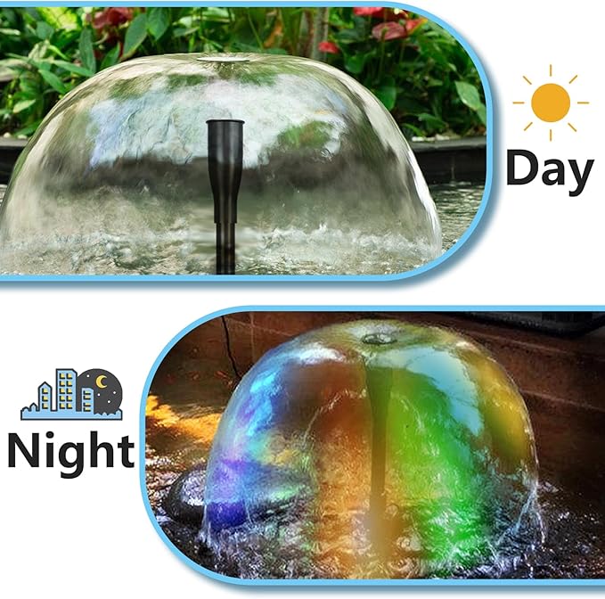 15W 200 GPH Submersible Fountain Pump with LED Light, Ultra Quiet Adjustable Water Pump (800L/H) for Water Feature, Hydroponics, Garden, Pond, Aquariums, Fish Tanks, Indoor Outdoor Fountain