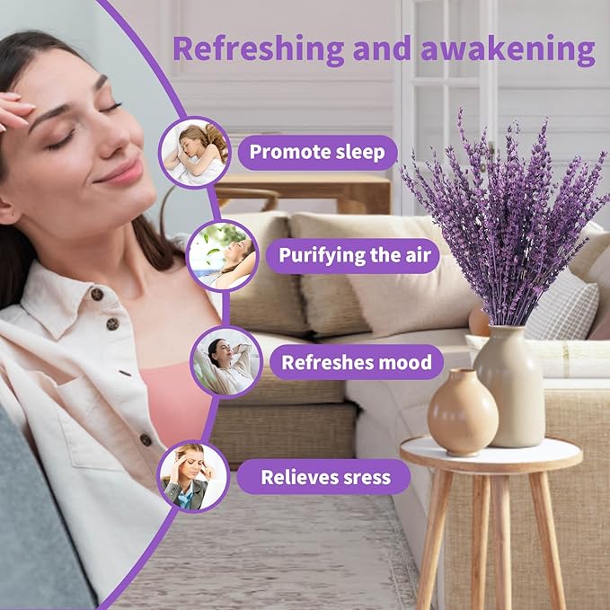 4 Packs Dried Preserved Lavender Flowers Bundle, Natural Purple Dried Lavender Bouquet 15''-17" for Crafts Shower Weeding Home Vase Decor, Aromatherapy, Fragrance, Dry Live Plants (Purple-4.23oz)