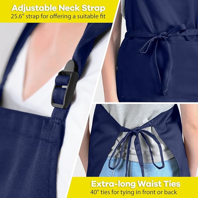 ROTANET Extra Large Apron for Men Adjustable Bib Aprons with 2 Pockets Cooking Kitchen Women Chef Water & Oil Resistant