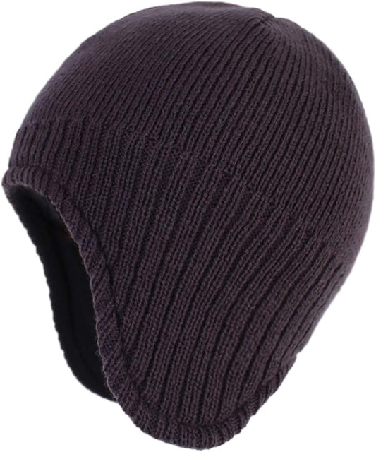 Connectyle Men's Knit Winter Hat with Ear Flaps Fleece Lined Beanie Warm Knitted Skull Cap Beanies Watch Hat