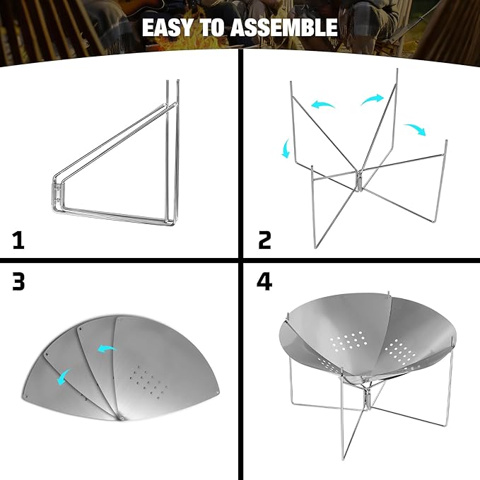 REDCAMP Portable Collapsible Fire Pit - 20 inch Foldable Wood Burning Fire Pit with Storage Bag for Outside Backyard Patio Outdoor Camping Backpacking Beach