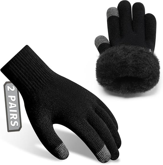Rahhint Wool Winter Gloves Men Women Fleece lined Knit Gloves with Touchscreen Fingers Insulated Gloves Keep Hand Warm Gift