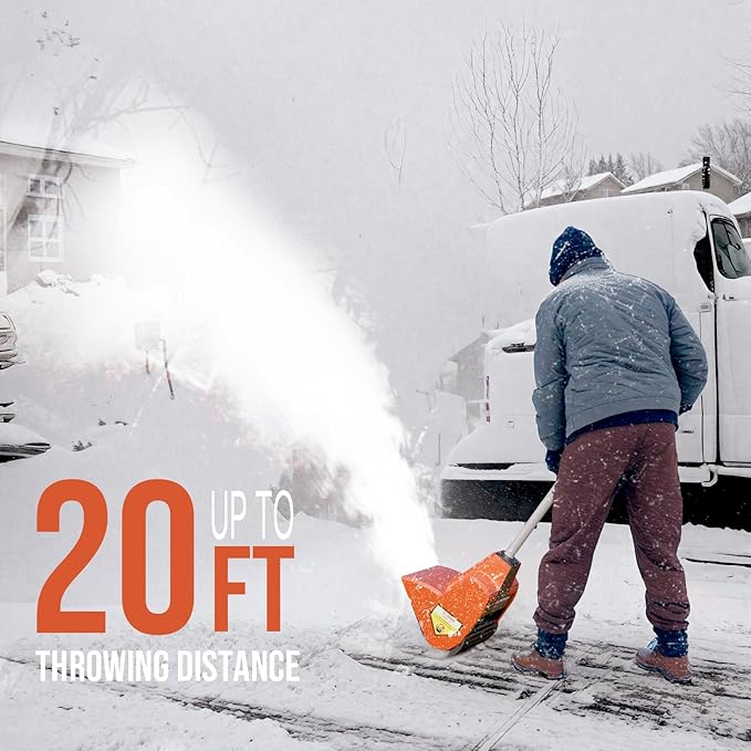 Cordless Snow Shovel, 24V | 13-Inch | 4-Ah Battery Powered Snow Blower, 400W Motor, Battery & Fast Charger Included, Electric Snow Removal for Driveways, Steps and Walkways