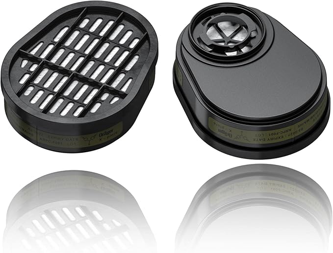 Dräger X-plore 5500 Full-Face Respirator Mask NIOSH Certified + 2x Gas Cartridge OV/AG/HF/FM/CD/AM/MA/HS | Eye and Respiratory Protection, Anti-Fog, 180° View