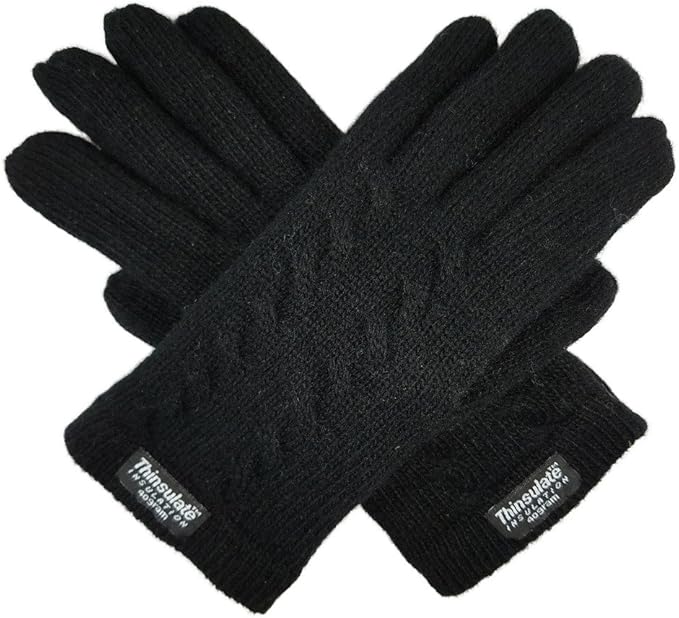 BRUCERIVER Ladie's Pure Wool Knit Gloves with Thinsulate Lining and Cable design