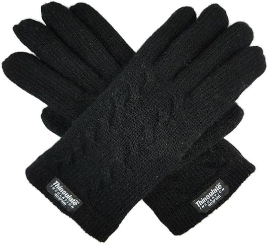 BRUCERIVER Ladie's Pure Wool Knit Gloves with Thinsulate Lining and Cable design