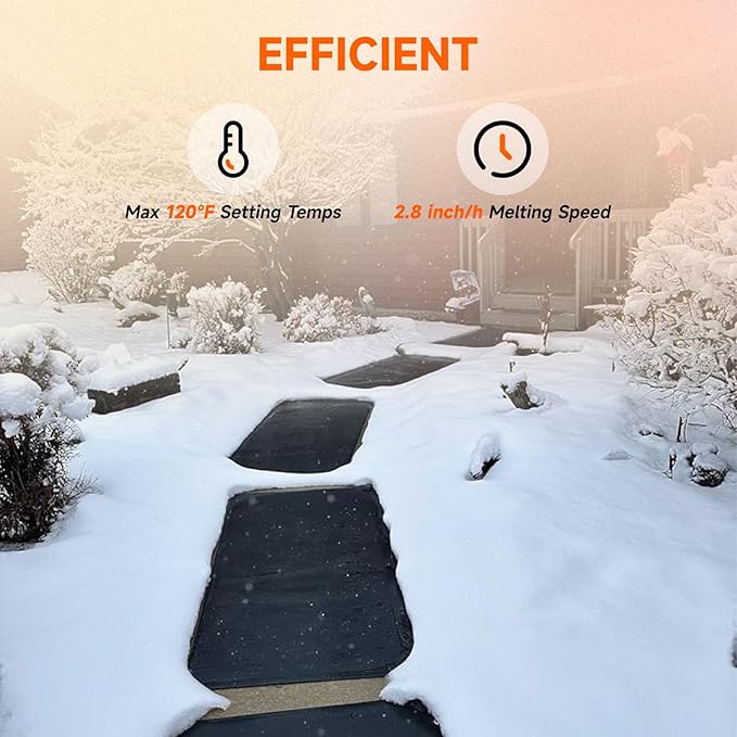 Roastove 3 Pcs Heated Snow Melting Mats, 20 x 60 inch No-Slip Rubber Heated Outdoor Mats, for Winter Outdoor Stairs, Steps, Doorways,Walkways, 2 .8in/h Melting Speed,with 1 Plug, Total 3 Packs