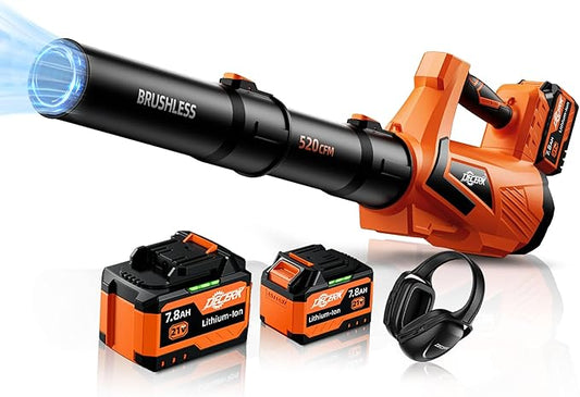 17000 RPM Cordless Leaf Blower with DECERK 7.8AH Battery - 530CFM Powerful Brushless Motor for Lawn Care, 5-Speed Turbo Electric Blower for Dust, Wet-Leaves, Car, Gutters, Lightweight Garden Tool